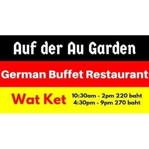 CMLocals Chiang Mai Locals cost of living dining restaurant sign for Auf Der Au German buffet in Wat Ket